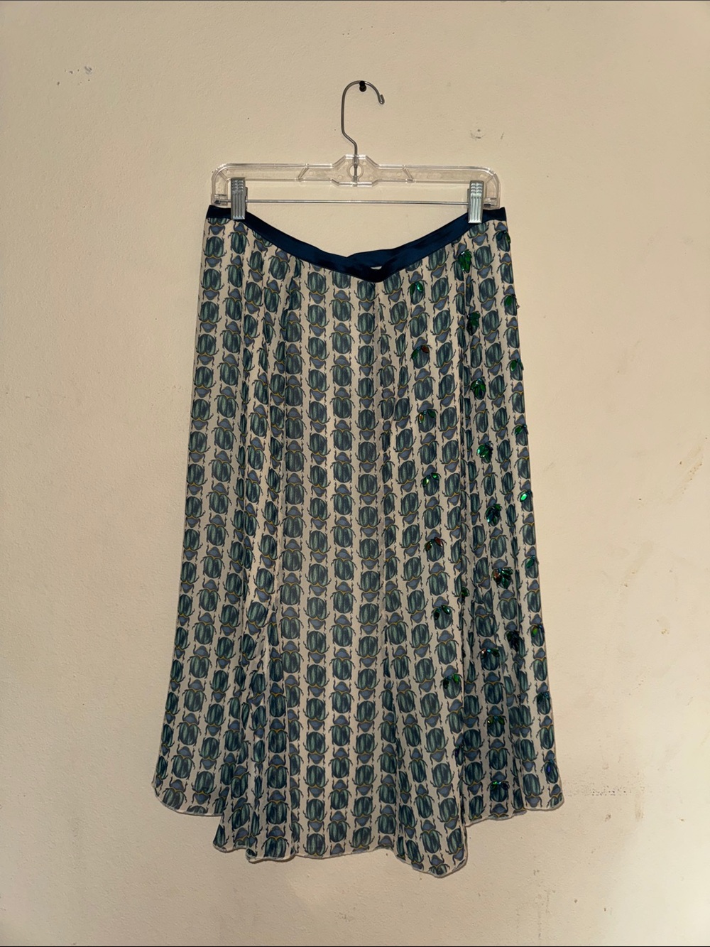 Tory Burch Blue and Green Printed Midi Skirt